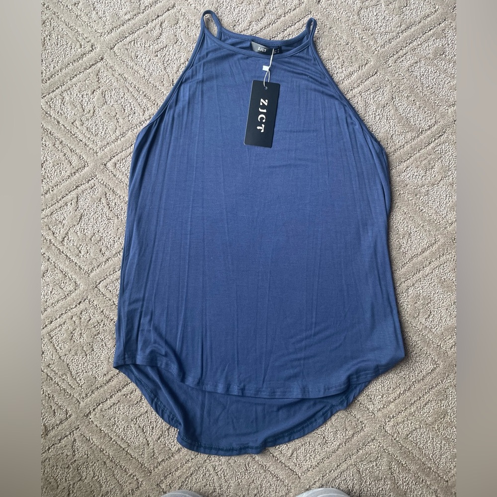 ZJCT Women’s Tank Top Size Medium Blue NWT Halter Racerback Tank